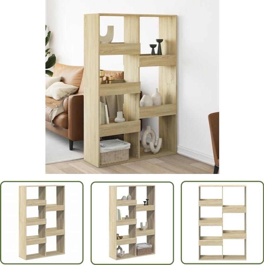 The Living Store kamerscherm 100x33x155 5 cm bewerkt hout sonoma eikenkleurig Kamerscherm Wandplank Kast Houten Kast Opbergruimte