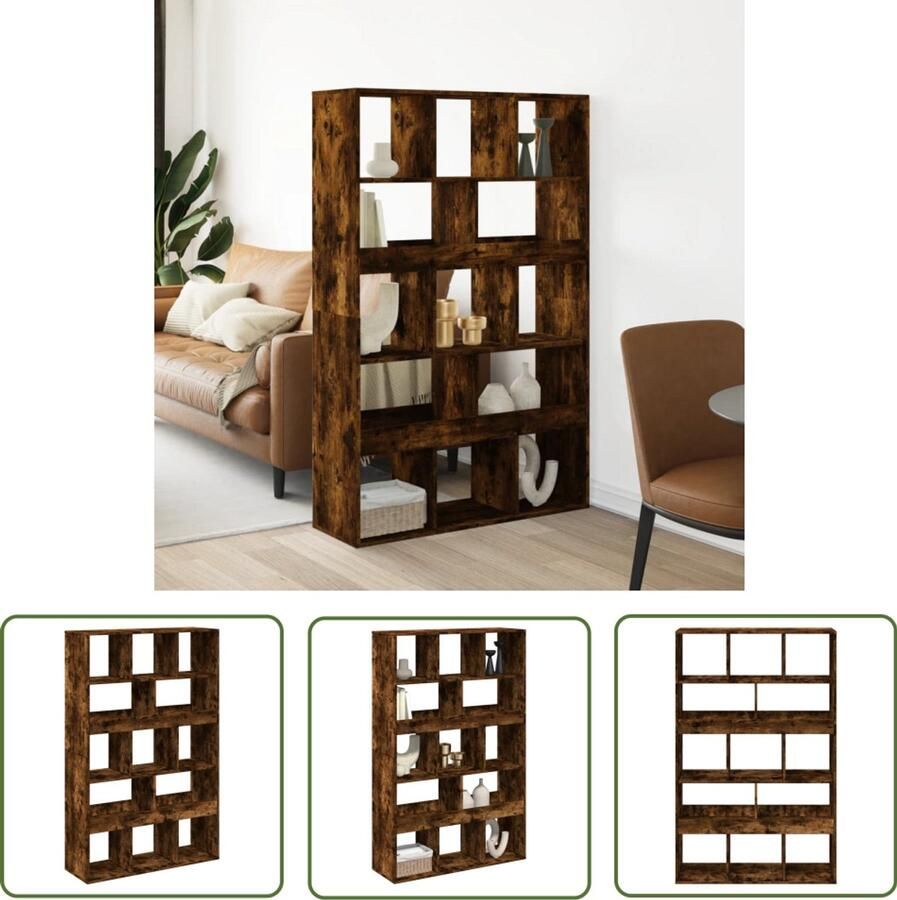 The Living Store kamerscherm 100x33x156 5 cm bewerkt hout gerookt eikenkleurig Kamerscherm Wandplank Kast Opbergruimte Houten Kast