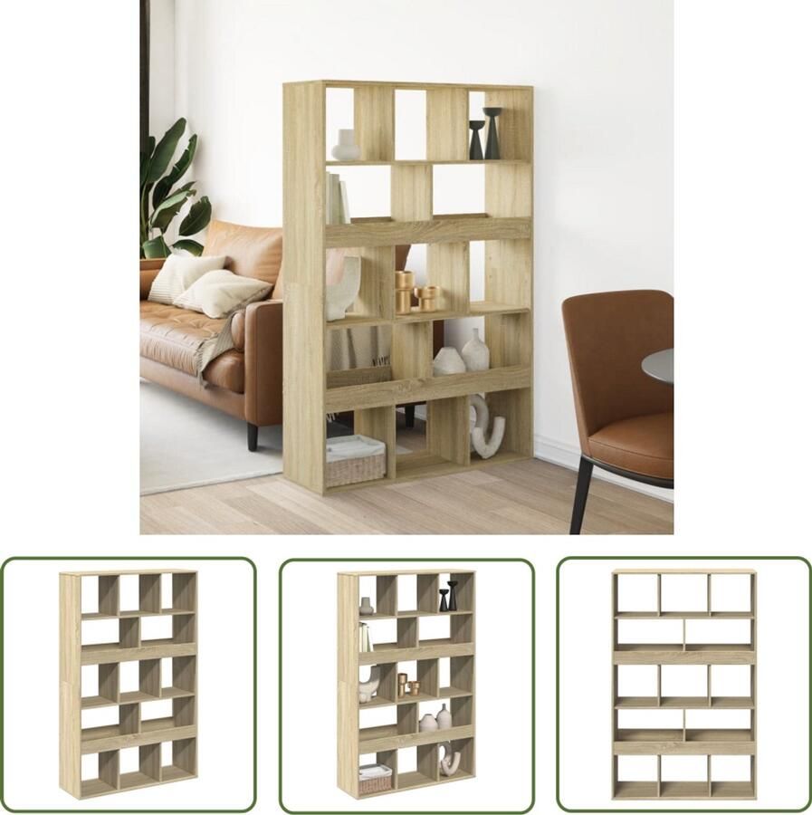 The Living Store kamerscherm 100x33x156 5 cm bewerkt hout sonoma eikenkleurig Kamerscherm Wandplank Opbergoplossing Houten Kast Sonoma Eiken
