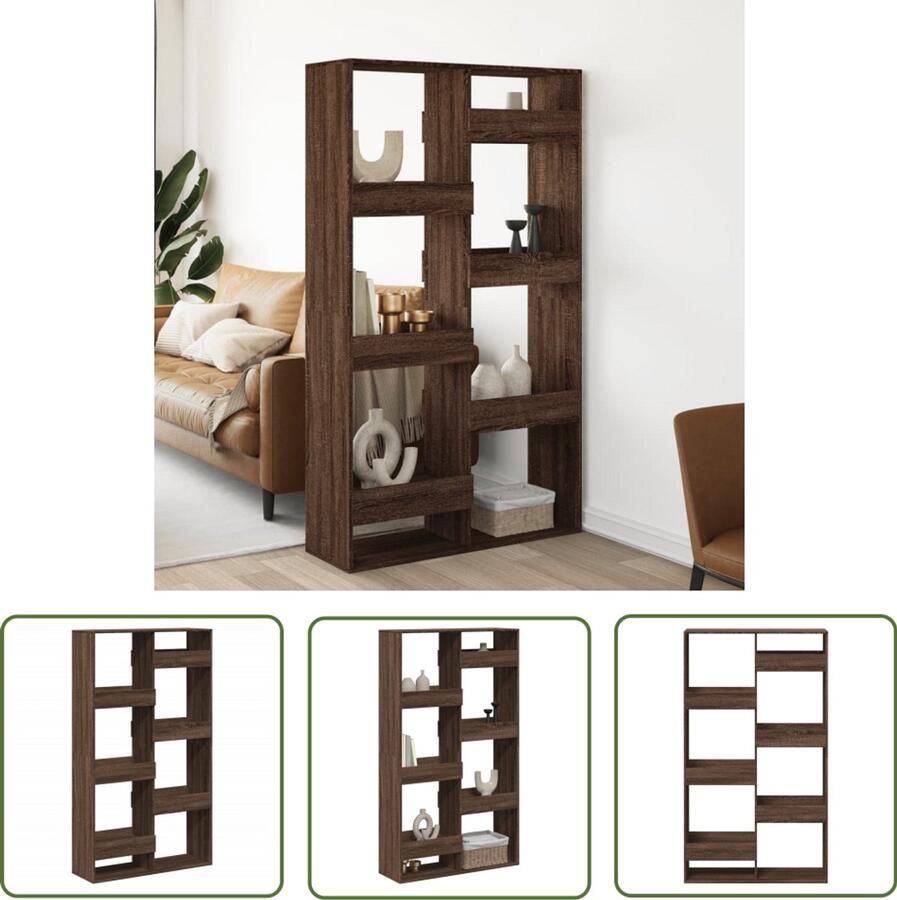 The Living Store Kamerscherm 100x33x175 cm bewerkt hout bruin eikenkleurig Kamerscherm Wandplank Kast Houten Kast Opbergruimte