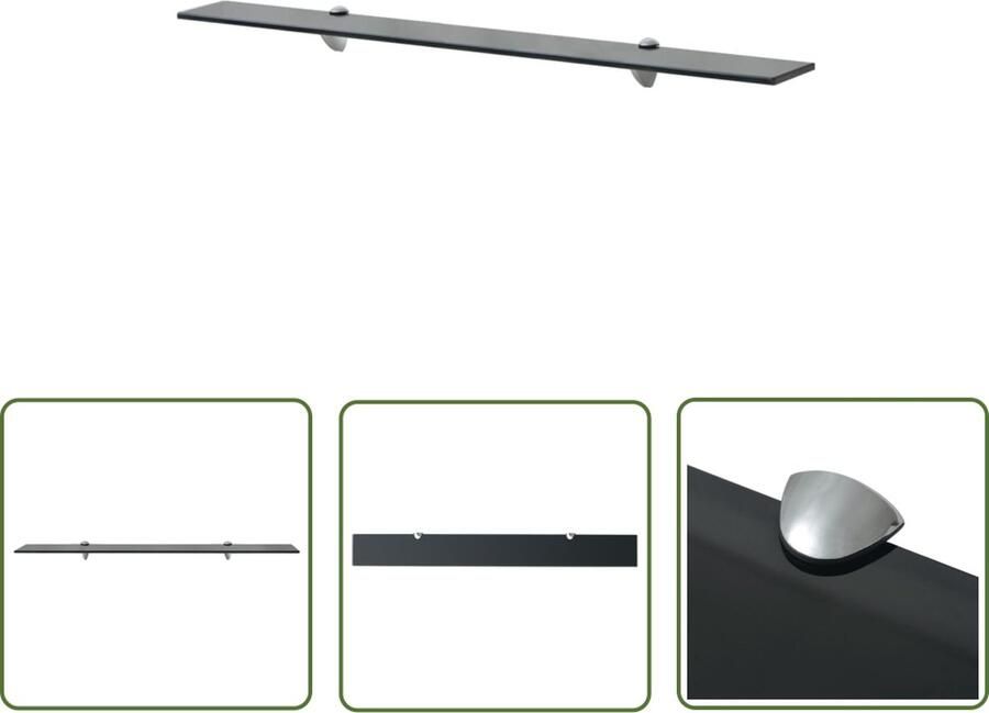 VidaXL Wandplank Zwevend Schap Zwevend schap 90x10 cm 8 mm glas Zwarte Kast Glaswandpaneel Modern Woonaccessoire - Foto 2