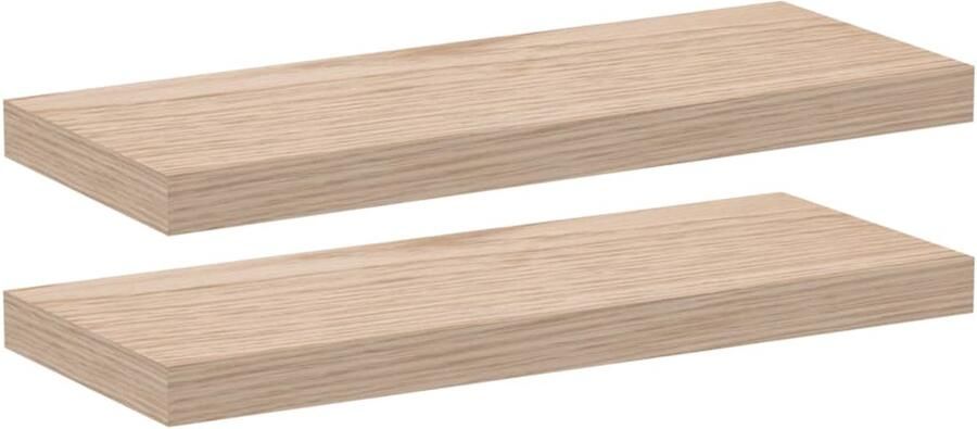 The Living Store Wandschapppen 2 st 60x23 5x4 cm bewerkt hout Zwevende Plank Wandplank Houten Plank Bergruimte Decoratie