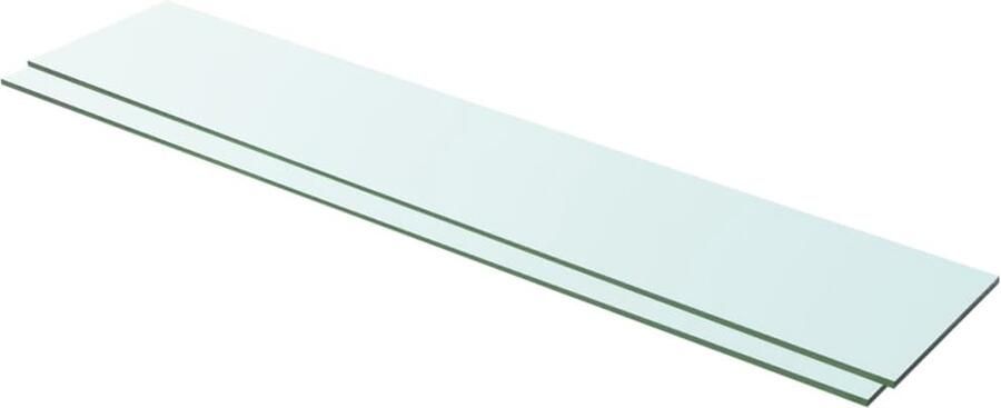 The Living Store Schappen 2 st 100x20 cm glas transparant Glazen Schap Wandplank Vitrinekast Displayrek Woonaccessoires