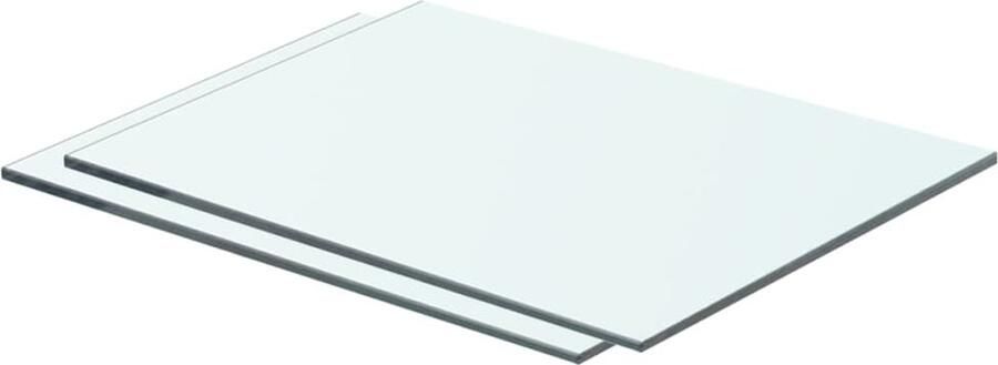The Living Store Schappen 2 st 40x25 cm glas transparant Glazen Schap Wandplank Vitrinekast Decoratief Schap Transparant Glas