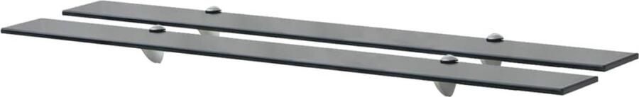 VidaXL Wandplanken Zwevende Planken Schappen zwevend 2 st 100x10 cm 8 mm glas Glazen Schappen Zwarte Schappen Minimalistisch Design - Foto 2