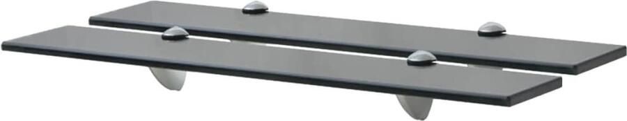 VidaXL Schappen zwevend 2 st 60x20 cm 8 mm glas Zwevende Planken Wandplanken Zwarte Planken Glazen Schappen Hangende Schappen