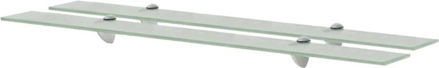 The Living Store Schappen zwevend 2 st 90x10 cm 8 mm glas Zwevende Plank Wandplank Glaswandpaneel Opbergplank Modern Design - Foto 2