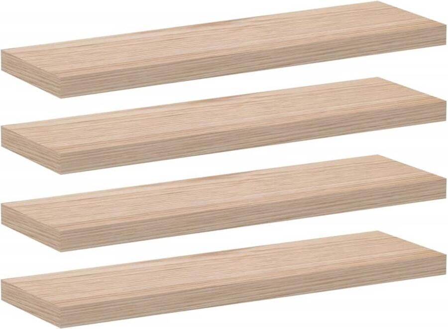 The Living Store Wandschapppen 4 st 80x23 5x4 cm bewerkt hout Zwevende Wandplanken Houten Wandplanken Eiken Look Wanddecoratie Opbergruimte