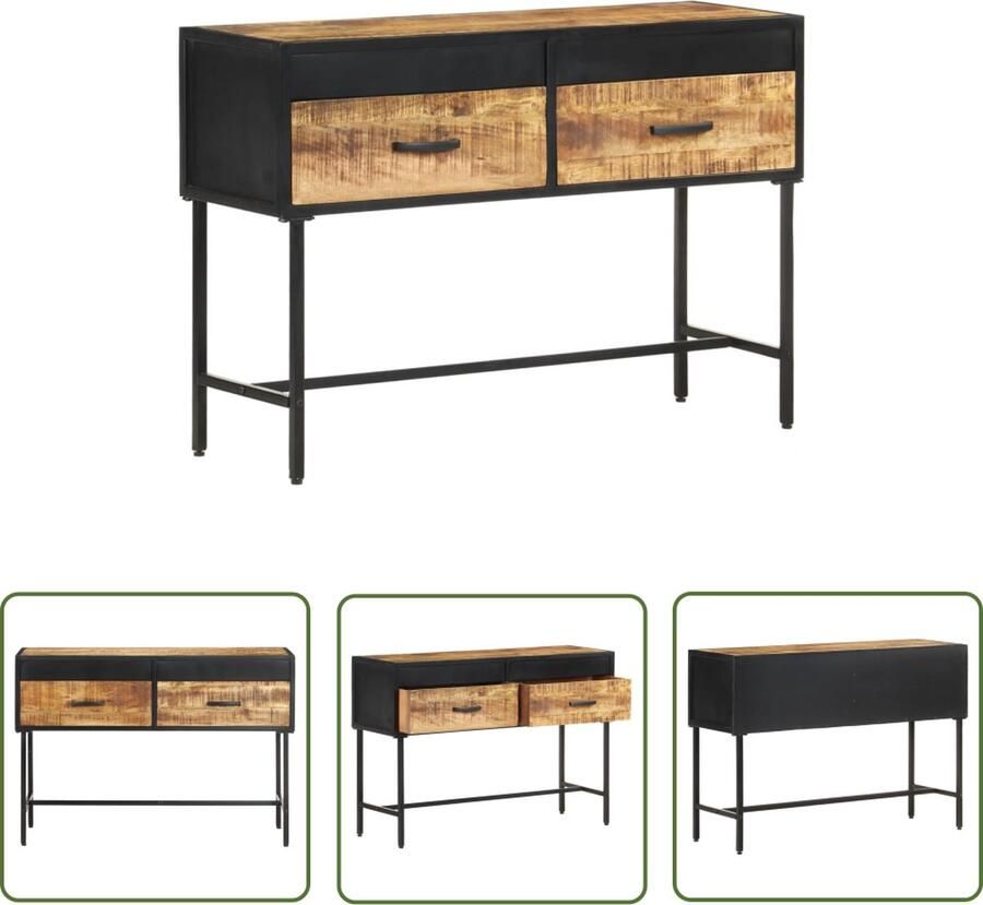 The Living Store Haltafel IndustriÃle Stijl 110 x 35 x 75 cm Ruw Mangohout Industriele Tafel Wandtafel Bijzettafel Mangohouten Tafel Bruine Tafel - Foto 2
