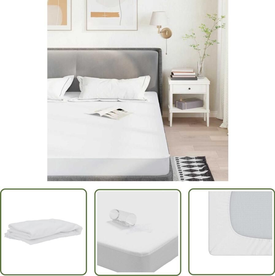 The Living Store Matrasbeschermer waterdicht 100x200 cm wit Matrasbeschermer Waterdicht Matras Hoes Matras Cover Bedlaken