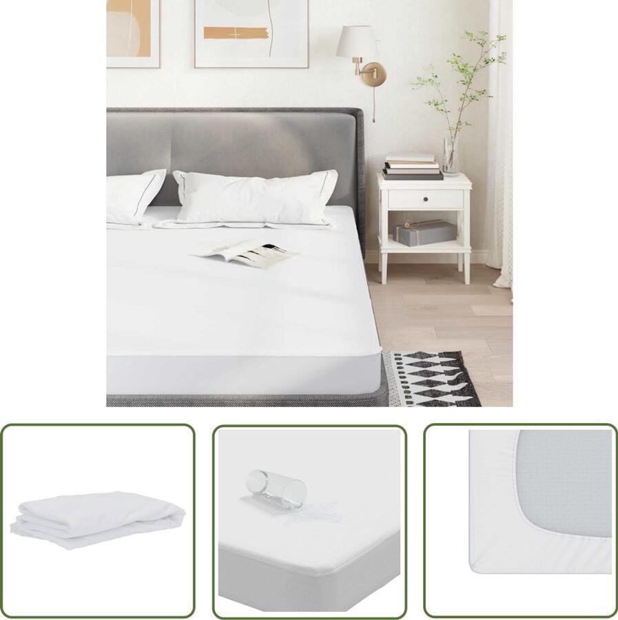The Living Store Matrasbeschermer waterdicht 90x200 cm wit Matrasbeschermer Waterproof Matras Hoes Bedlaken Anti Lek