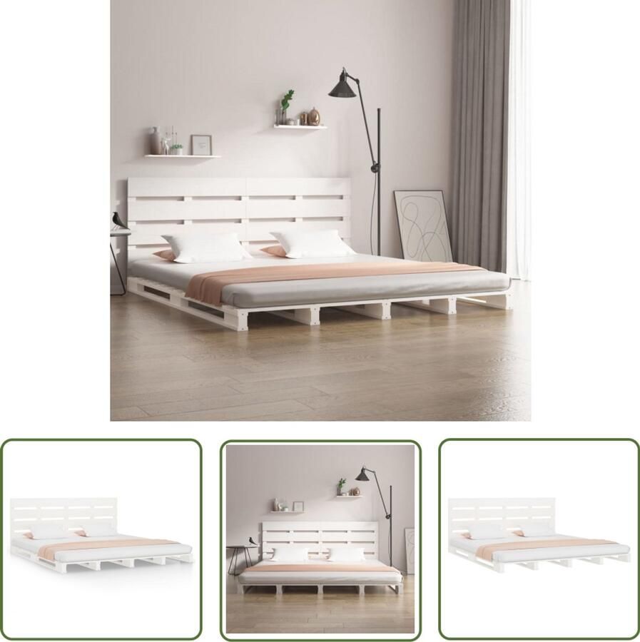 VidaXL Wit Bed Frame Massief Grenenhout Bed Frame Bedframe massief grenenhout wit 120x190 cm Bed Frame 120x190 Bed Frame Met Hoofdeinde Houten Bed Frame