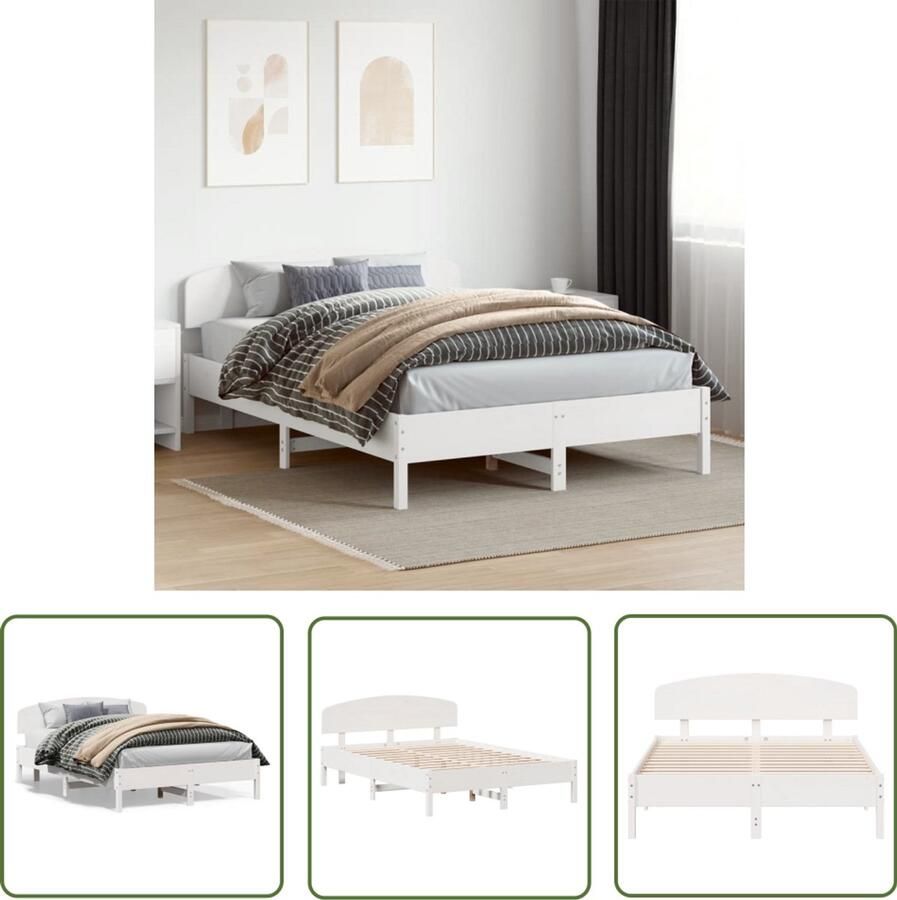 VidaXL Bedframe zonder matras massief grenenhout wit 160x200 cm Massief Grenenhout Bed Frame Wit Bed Frame Tweepersoons Bed Frame King Size Bed Frame Boxspring Bed Frame