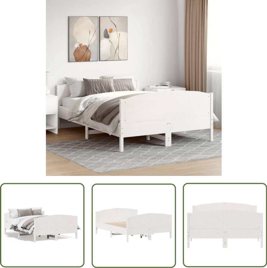 VidaXL Bedframe zonder matras massief grenenhout wit 135x190 cm Massief Grenenhout Bed Frame Wit Bed Frame Bed Frame 135x190 King Size Bed Frame Slaapkamermeubilair