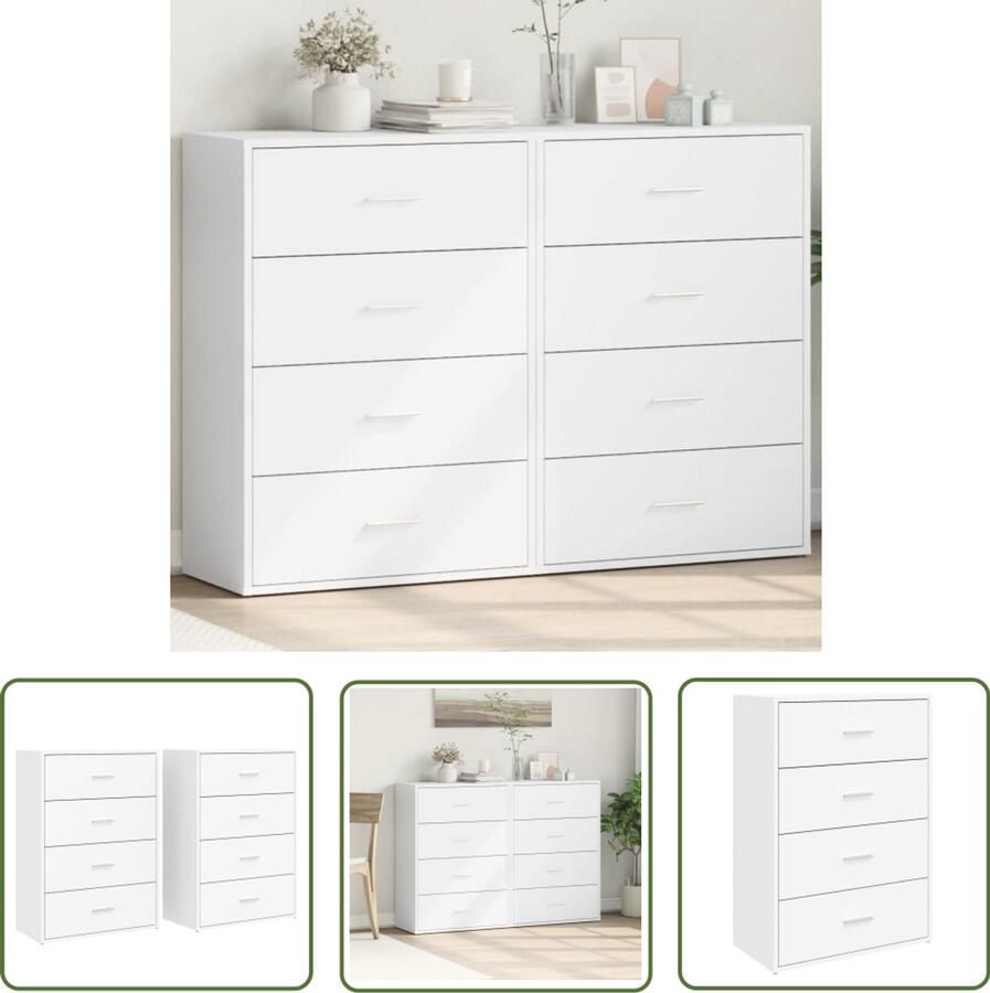 VidaXL Dressoirs 2 st 60x31x84 cm bewerkt hout wit Dressoir Wit Dressoir Houten Dressoir Bewerkt Hout Dressoir Salontafel