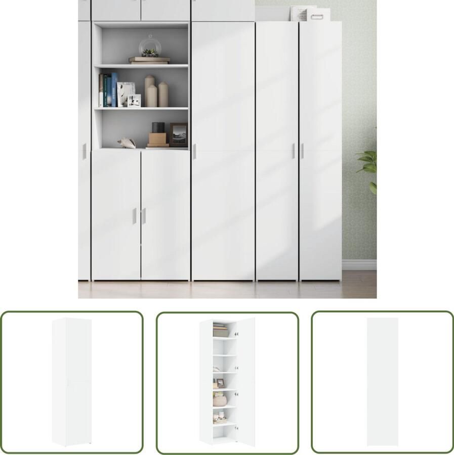 VidaXL Hoge kast 45x42 5x185 cm bewerkt hout wit Hoge Kast Witte Kast Houten Kast Opslagoplossing Badkamermeubel