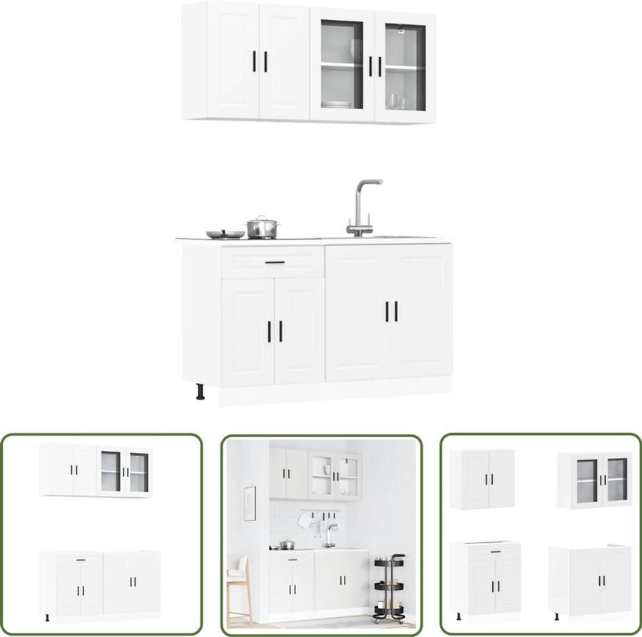 The Living Store 4-delige Keukenkastenset Kalmar bewerkt hout wit Keuken Kast Set Witte Keuken Houten Keuken Kalmar Serie Opslagruimte