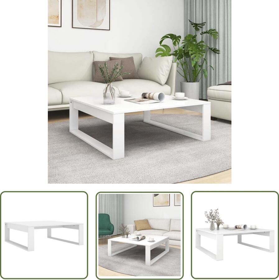 The Living Store Salontafel wit 100 x 100 x 35 cm bewerkt hout montagerequired Salontafel Witte Salontafel Houten Salontafel Bewerkt Hout Modern Meubilair - Foto 2