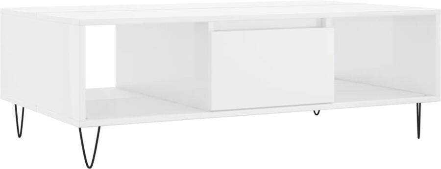 The Living Store Salontafel Wit 104 x 60 x 35 cm Bewerkt hout en ijzer Salontafel Witte Salontafel Houten Salontafel Metalen Salontafel Bijzettafel