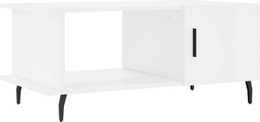 The Living Store Salontafel Hoogglans wit 90 x 50 x 40 cm Met opbergruimte Salontafel Witte Salontafel Houten Salontafel Met Lade Salontafel Met Opbergvak