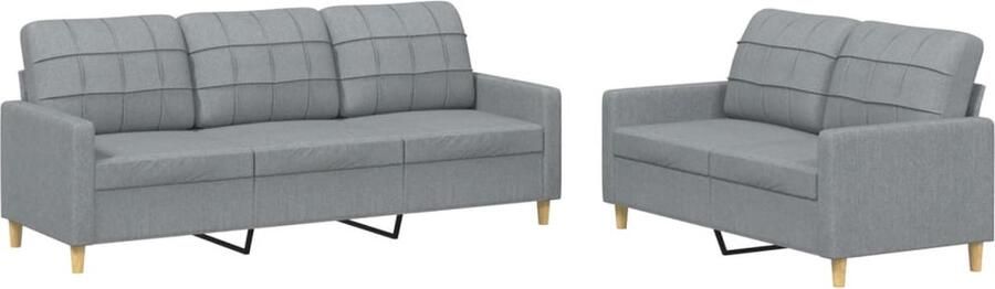 The Living Store Loungeset 2-zitsbank- 138x77x80 cm 3-zitsbank- 198x77x80 cm Lichtgrijs Loungeset Woonkamer Meubilair Lounge Suite Tuinset 2 Persoons Bank