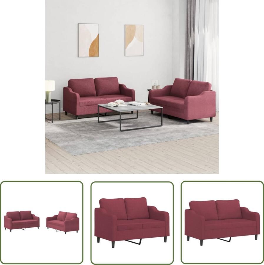 The Living Store Loungeset 2-zitsbank wijnrood 140 cm Duurzame stof Stevig frame Loungeset Woonkamer Meubilair Bankstel 2 Persoons Bank Rode Bank