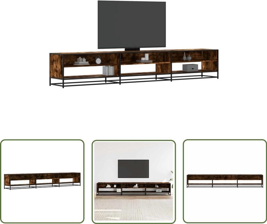 The Living Store Tv-meubel 270x40x46 cm bewerkt hout gerookt eikenkleurig Tv-meubel Woonkamer Salontafel Opbergruimte Houten Tv-meubel
