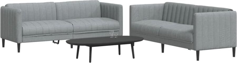 The Living Store Loungebank Light Grey 2-zits en 3-zits Modern Design Comfortabele Zitervaring Draagvermogen 110 kg Loungeset Woonkamerinrichting Bankstellen Grijze Bank Stoffen Bank - Foto 3