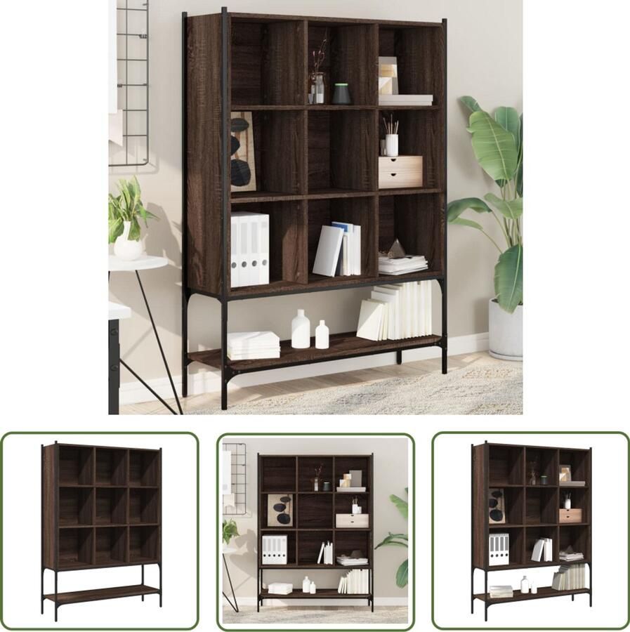 The Living Store Boekenkast 102x30x141 5 cm bewerkt hout bruin eikenkleur Boekenkast Woonkamermeubel Opbergkast Houten Boekenkast Bruine Eiken