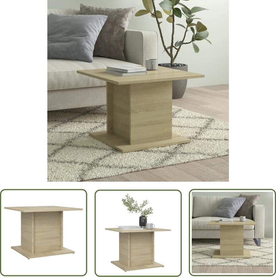 The Living Store Salontafel 55 5x55 5x40 cm bewerkt hout sonoma eikenkleurig Salontafel Woonkamertafel Eikenhouten Tafel Houten Salontafel Kleine Salontafel - Foto 2