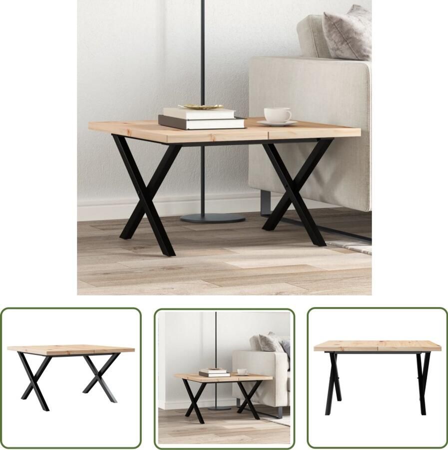 VidaXL Salontafel X-frame 60x60x40 5 cm grenenhout en staal Salontafel Woonkamertafel Grenenhout Tafel Industrieel Design Vintage Tafel
