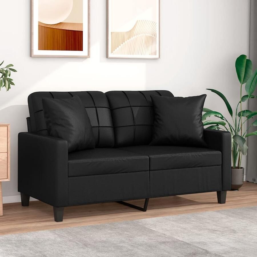 The Living Store Tweezitsbank Kunstleer Zwart 138x77x80 cm Comfortabele zitervaring Tweezitsbank Zitzitting Bankstellen Lounge Meubilaar Kunstleder Sofa