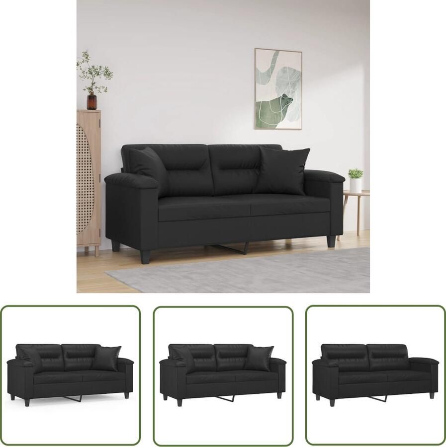 The Living Store Sierkussens Zwarte 2-zitsbank 140x50x41 cm Duurzaam Kunstleer Tweedehands Meubels Zwarte Bank Leren Bank Bankstellen Lounge Set