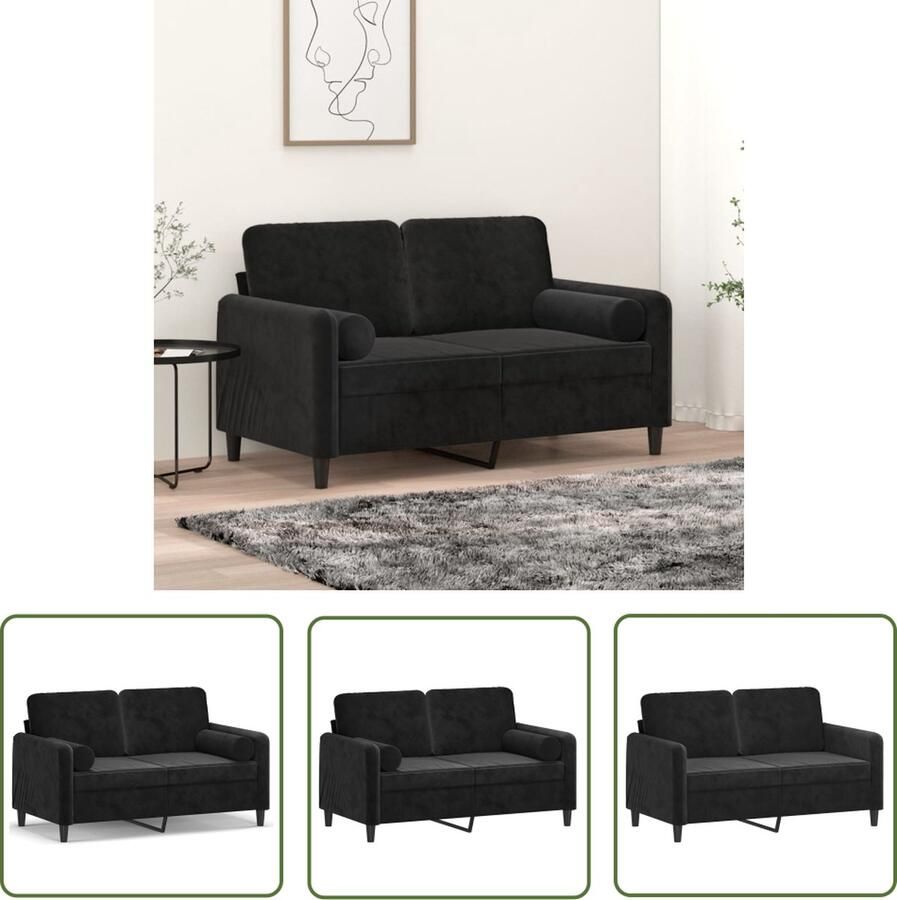 The Living Store Fluweel Bank 2-zits Zwart 138x77x80 cm Comfortabele Zitervaring Tweezitsbank Zwarte Bank Fluweelb Bank Comfortabele Bank Lounge Bank