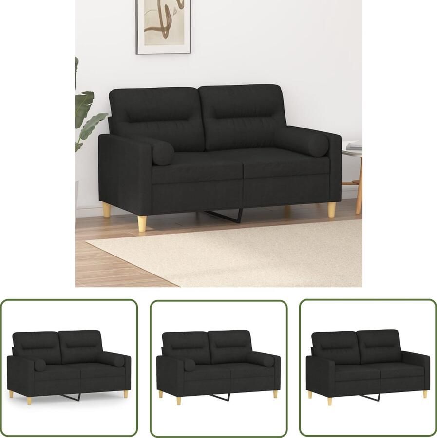 The Living Store 2-zitsbank zwart 138 x 77 x 80 cm duurzame stof stevig frame verwijderbare kussenhoezen comfortabele zitervaring draagvermogen 110 kg