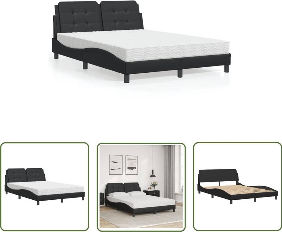 VidaXL Zwarte Bedden Slaapcomfort Bedframe zonder matras Zadar kunstleer zwart 140x200 cm Boxspring King Size Bed Tweepersoonsbed