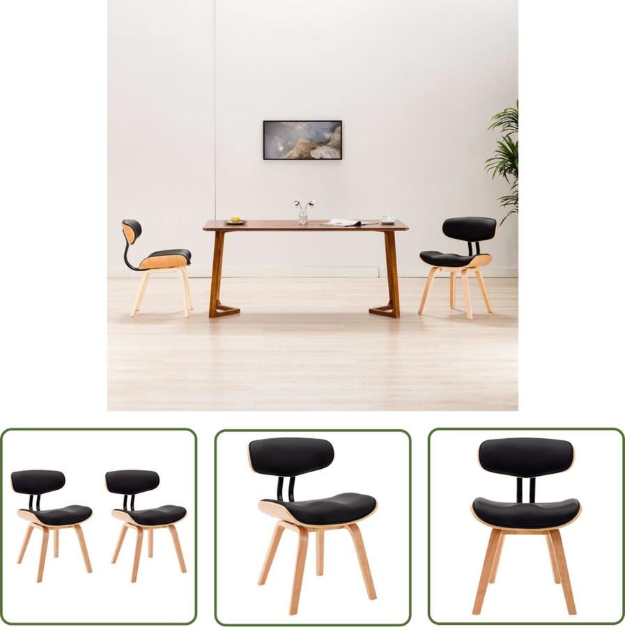 The Living Store Eetkamerstoelenset 2-delige zwart en bruin 51.5 x 54 x 78 cm max 110 kg draagvermogen Eetkamerstoelen Zwarte Eetkamerstoelen Bruine Eetkamerstoelen Kunstleder Meubels Moderne Eetkamerstoelen - Foto 2