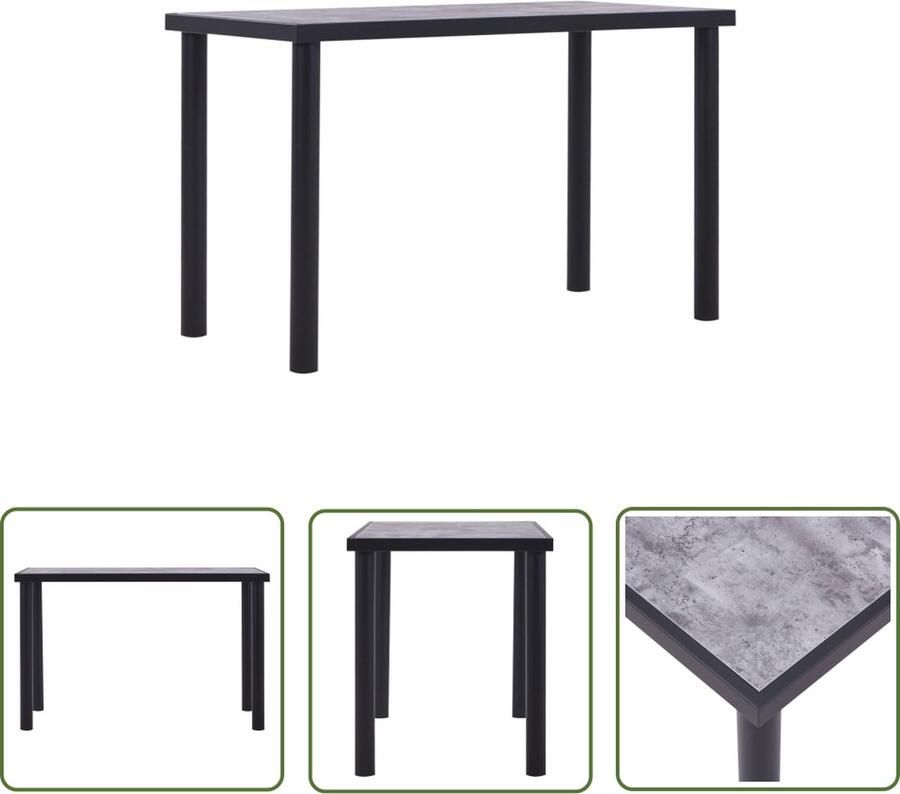 The Living Store Eetkamertafel MDF metaal 120 x 60 x 75 cm zwart betongrijs Eetkamertafel Zwarte Eettafel Betonnen Eettafel Mdf Eettafel Ronde Eettafel - Foto 2