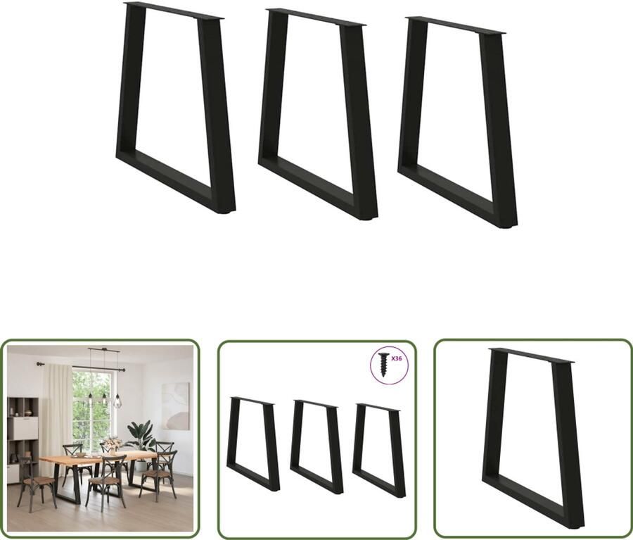 The Living Store Eettafelpoten 3 st V-vormig 80x(72-73 3) cm staal zwart Eettafelpoten Zwarte Eettafelpoten Metalen Eettafelpoten V-vormige Eettafelpoten Eettafel Onderstel