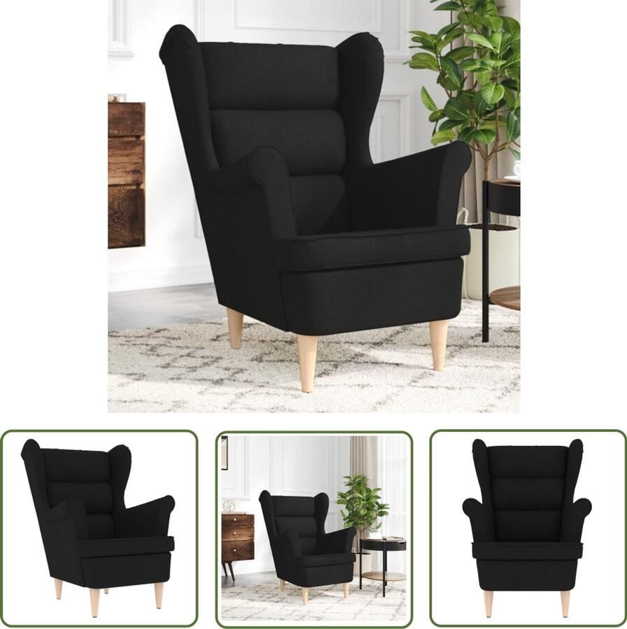 VidaXL Fauteuil 74x84x100 cm stof zwart Fauteuil Zwarte Fauteuil Lounge Stoel Designstoel Relaxfauteuil