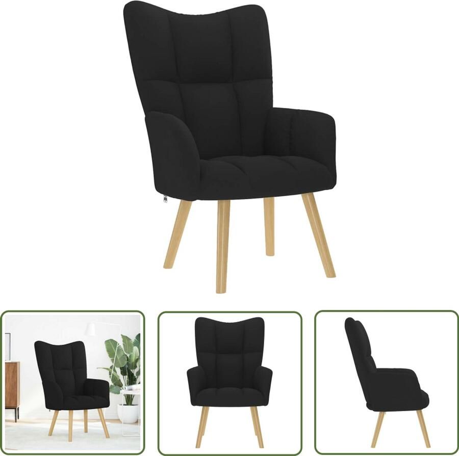 VidaXL Zwarte Fauteuil Relaxfauteuil Relaxstoel stof zwart Loungestoel Leesfauteuil Ergonomische Stoel