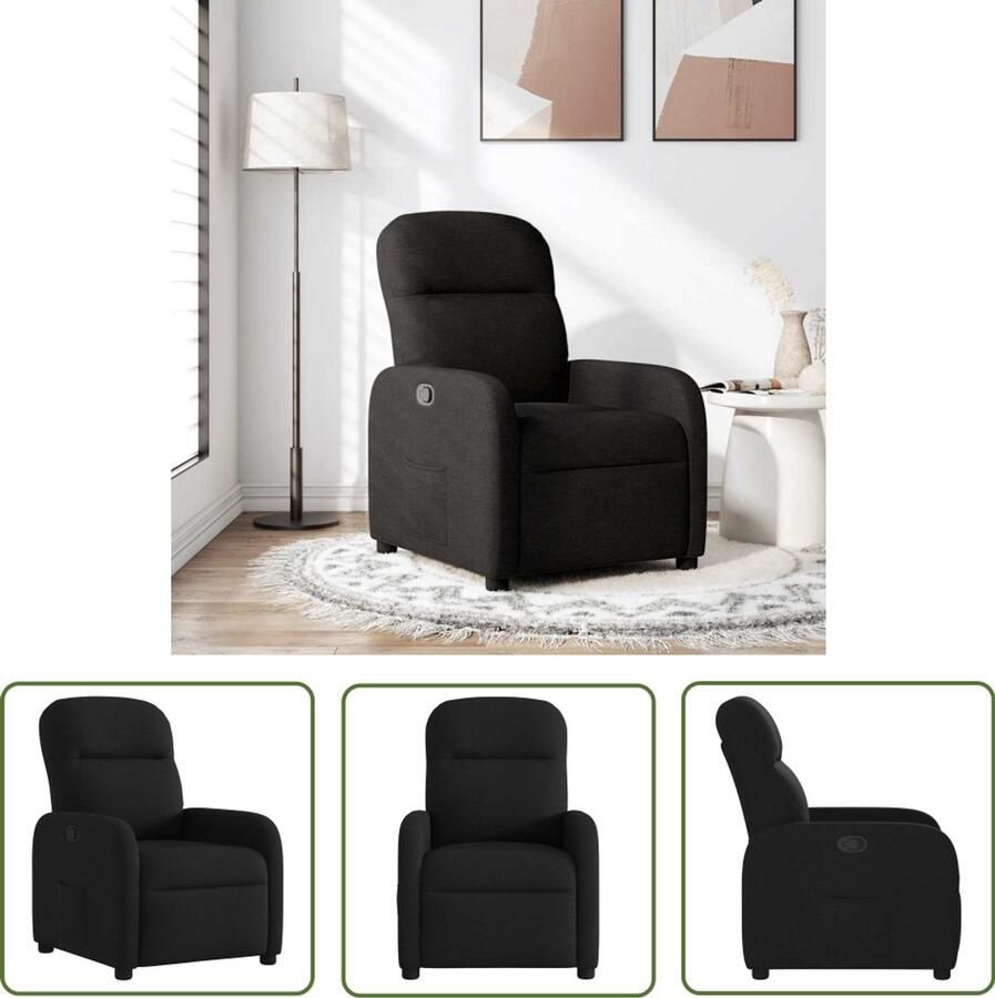 VidaXL Fauteuil verstelbaar stof zwart Fauteuil Zwarte Fauteuil Verstelbare Fauteuil Relaxfauteuil Loungefauteuil