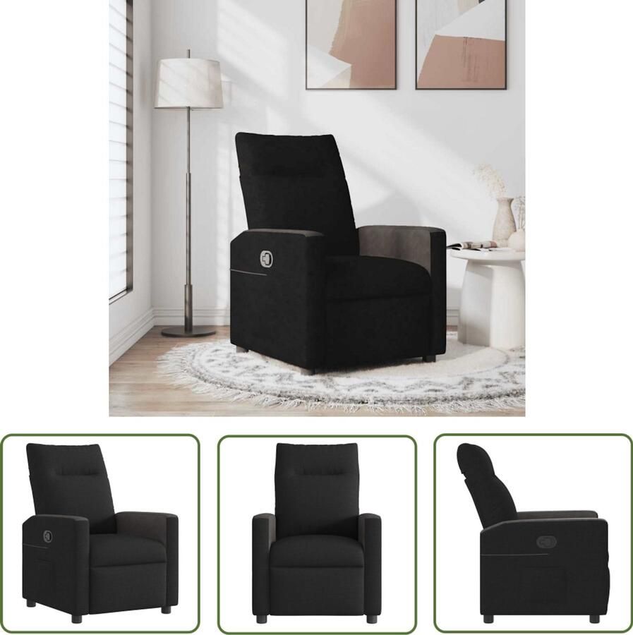 VidaXL Fauteuil verstelbaar stof zwart Verstelbare Fauteuil Zwarte Fauteuil Lounge Stoel Relaxfauteuil Leesstoel