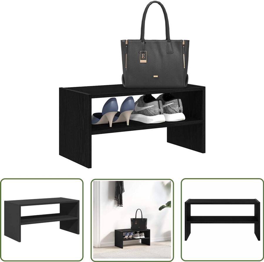 VidaXL Schoenenrek stapelbaar 60x30x30 5 cm zwart eikenkleurig Schoenenrek Zwarte Kleur Houten Schoenenrek Compact Schoenenrek Stapelbaar Schoenenrek