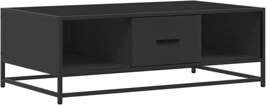 The Living Store Salontafel 100x57x35 cm bewerkt hout en metaal zwart Salontafel Zwarte Salontafel Houten Salontafel Metalen Salontafel Industrieel Design