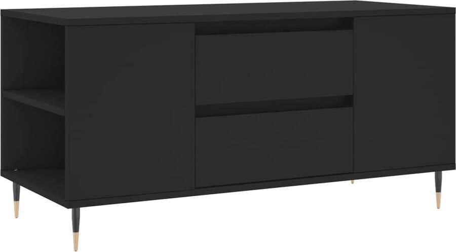 The Living Store Salontafel 102x44 5x50 cm bewerkt hout zwart Salontafel Zwarte Salontafel Houten Salontafel Design Salontafel Met Lade