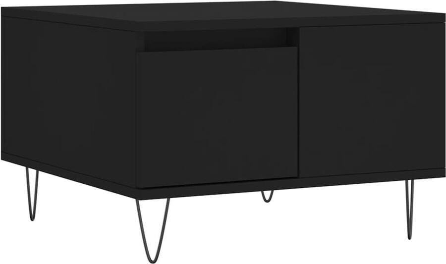 The Living Store Salontafel 55x55x36 5 cm bewerkt hout zwart Salontafel Bijzettafel Zwarte Salontafel Houten Salontafel Modern Design