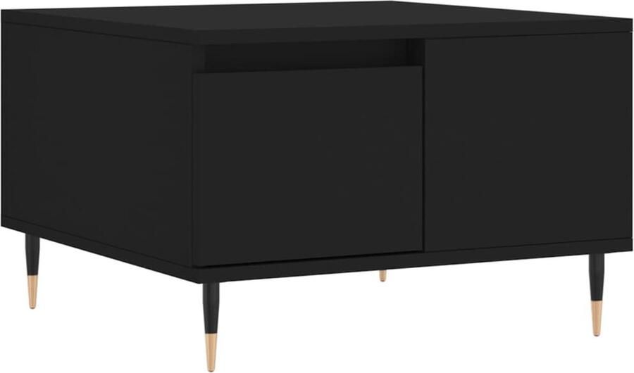 The Living Store Salontafel Trendy zwart bewerkt hout en metalen poten 55 x 55 x 36.5 cm Salontafel Zwarte Salontafel Houten Salontafel Trendige Salontafel Bijzettafel