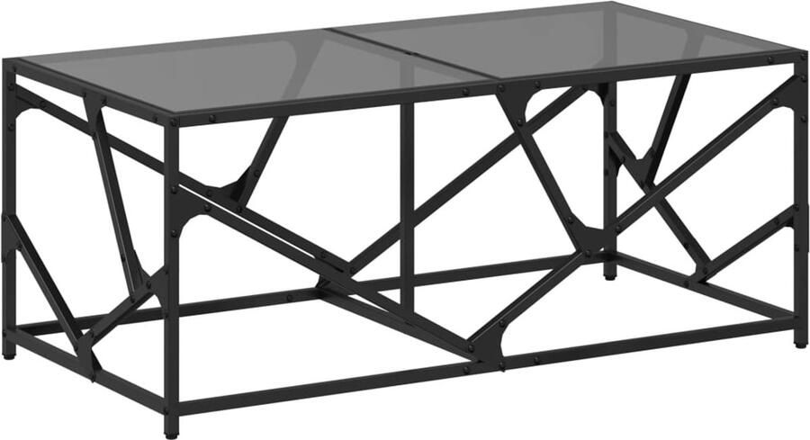 VidaXL Salontafel met zwart glazen blad 98 5x50x41 cm staal Salontafel Zwarte Salontafel Houten Salontafel Design Salontafel Livingroom Table