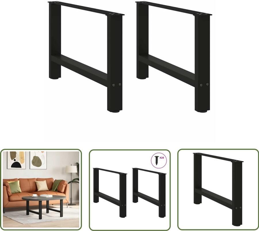 The Living Store Salontafelpoten 2 st 70x(42-43) cm staal zwart Salontafel Potten Zwarte Salontafelpoten Metalen Salontafelpoten Salontafel Onderstel Tafelpoten Set
